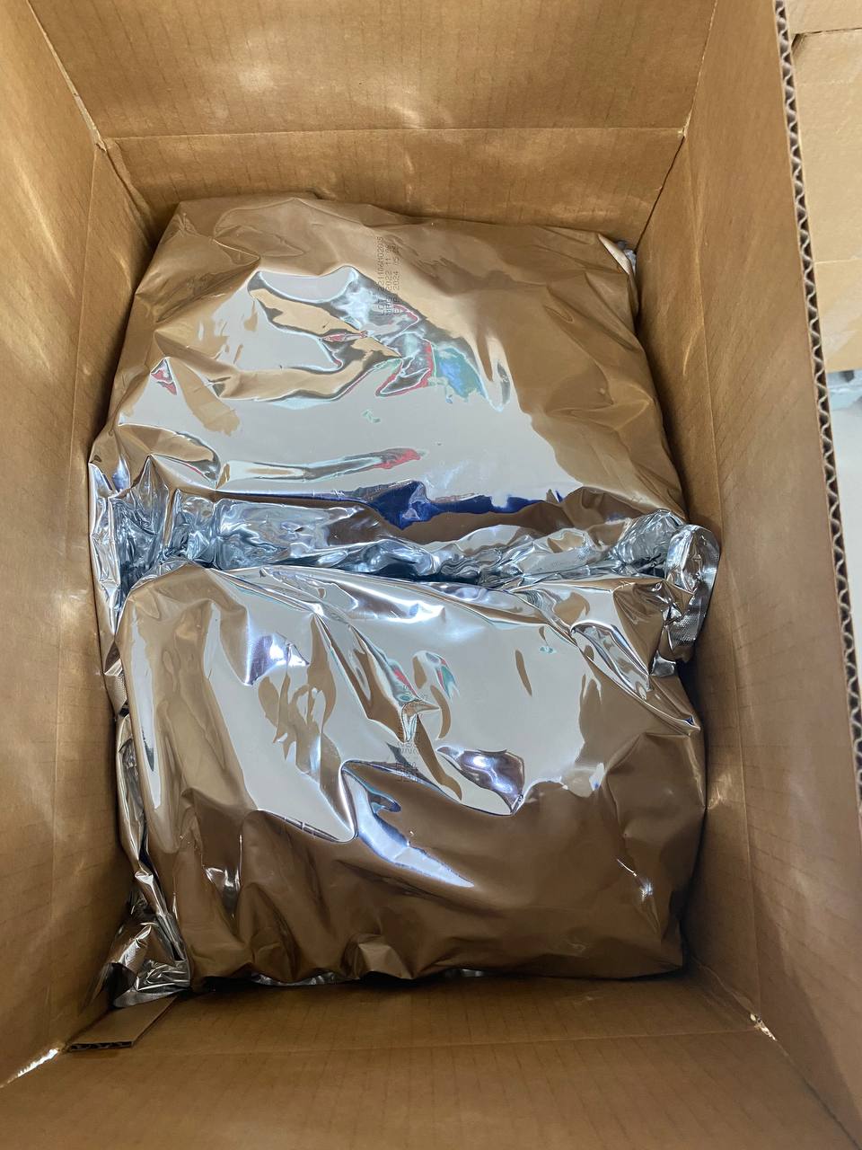 Foil bag inside cardboard box