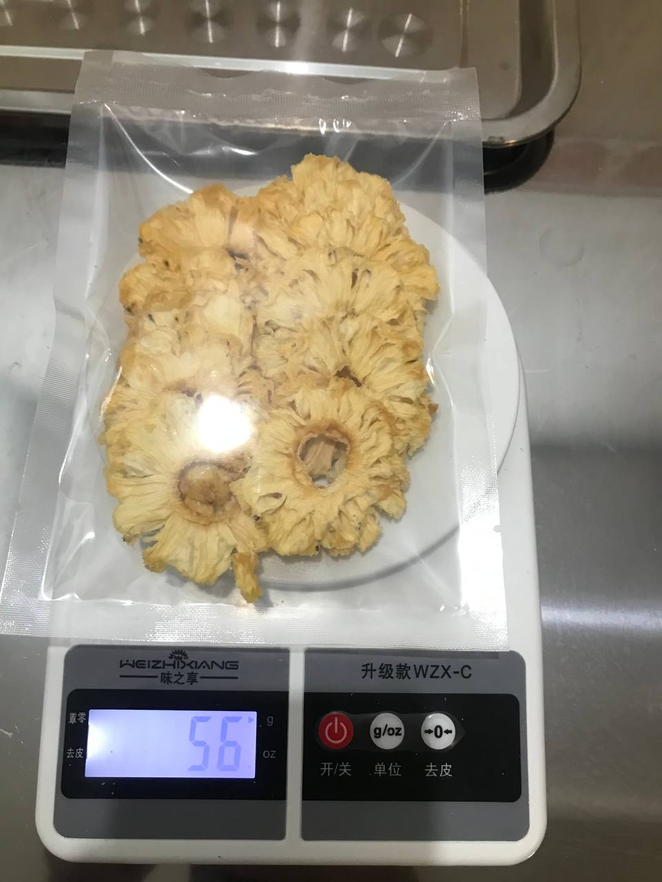 Foil bag on weighing scale